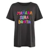 Camiseta vintage de mujer Amazon Manana serabonita estampada de hombros descubiertos manga corta europea y americana holgada