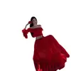 Vestido de Vacaciones en la Playa, Conjunto Rojo de Dos Piezas, Vestido Largo con Volantes, Tejido de Punto, Corte Ajustado, Directo de Fábrica, Tie-Dye