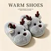 Zapatillas de Algodón con Dibujo de Ciervo Lindo para Mujer, Invierno, Interiores, Hogar, Suela Gruesa Antideslizante, Talón Cubierto Cálido, Zapatos de Algodón para Niños