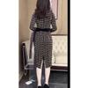 23132 Daaimaiyiyuan 2025 Nuevo Vestido Estilo Coreano Ajustado Cuello en V Estampado Largo Medio Vestido de Mujer