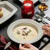 Advanced Sense Vajilla de Cerámica para el Hogar Lujo Ligero Color Bajo Esmalte Plato Tazón Plato de Plato Gris Galaxia Estilo Europeo en Relieve Tazón de Sopa Plato de Plato