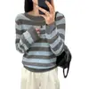 Top Fino Único y Impresionantemente Hermoso para Mujer, Nuevo 2026 Camiseta Holgada de Rayas para Principios de Primavera y Otoño
