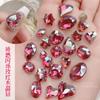 Cyber Celebridade Nail Art Cintilante Rosa Cristal Ornamentos de Diamante Luz Textura de Luxo Revestido de Alta Qualidade Fundo Pontiagudo Torto Coração Pilha Unhas Jóias