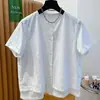 26 Camisa de Manga Corta para Mujer Estilo Verano Plisada Estilo Nuevo Holgada Casual Camisa de Manga Corta Top