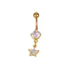 Anel de Umbigo Europeu e Americano de Aço Inoxidável Dourado Transfronteiriço Simples e Fashionável Folha Folha de Bordo Unha do Umbigo Criativa Ornamento de Umbigo