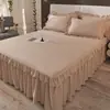 Saia de cama e cobre-leito de algodão puro para o verão, peça única 100% algodão, protetor de colchão à prova de poeira, 1,68m, lençol e cobre-leito antiderrapantes
