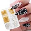 Fuente transfronteriza joyería metálica para nail art 6 cajas oro y plata cono puntiagudo de fondo plano decoración de uñas DIY uña