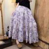 Estilo Chinês Estilo Chinês Estampado Saia de Râmia Feminina Verão Leve Solta Emagrecimento Estilo Europeu Costura Saia A-Line