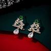 Colección de pendientes navideños de plata S925 nuevos de estilo europeo y americano, pendientes asimétricos, bonitos y bonitos, regalo festivo para mujer.