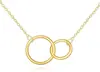 Venta Caliente Transfronteriza de Gama Alta para Mujer Simple Sin Costuras Brillante Doble Círculo Doble Anillo Colgante Collar Cadena para Clavícula de Mujer