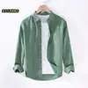 Camisa de Lino Fina para Hombre Manga Larga Casual Holgada Camisa de Algodón y Lino Top de Tejido de Lino Ropa Interior Blanca Tendencia Primavera Verano