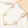 Collar de Flor de la Suerte Transfronterizo Europeo y Americano para Mujer, Moda de Lujo Ligero Collar de Flor de Cinco Pétalos Nácar Accesorio Versátil