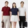 Ropa de Trabajo de Seda de Morera de Gama Alta de Manga Corta, Ropa de Trabajo de Poliéster-Algodón de Verano, Camisas Culturales Publicitarias, Playeras tipo Polo, Ropa de Trabajo Personalizada, Camisetas