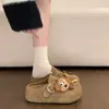Pantuflas Retro Birkenstock para Mujer Ropa de Exterior 2026 Otoño Nuevo Estilo Caricatura Persona Perezosa Slip-on Suela Gruesa Punta Cerrada Medias Pantuflas