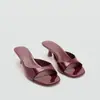 Sandalias de Comercio Exterior para Mujer 2026 Verano Mules Bajos Tacón Alto Fino Punta Abierta Sandalias Slip-On para Mujer Uso en Exteriores