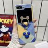 Fivela de Anel de Cabeça de Mickey com Strass Fofa Adequada para Samsung Zflip6 Acolchoada Pequena Fragrância Zflip 30% de Desconto Capa Protetora Empilhada
