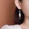 Pendientes Yuebao de plata de ley S925 con diseño de jade hetiano, estilo nacional, cloisonné, vintage, con borlas de loto y flor de estilo nacional.