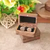Gemelos de Madera Maciza de Nogal Negro Caja de Madera Set de Regalo Gemelos Rectangulares con Ventana para Hombre Caja de Regalo para Gemelos Almacenamiento