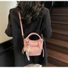 Bolso Satchel Francés Casual Simple Elegante de Nuevo Estilo Transfronterizo 2025, Bolso de Cubo Plisado de Alta Gama para Mujer