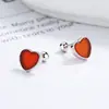 Clavo de Oreja de Hilo de Ágata Roja para Mujer Plata de Ley 925 Nuevo 2022 Forma de Corazón Clavo de Hélice de Oreja Joyería de Oreja Simple Versátil
