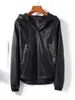 Chaqueta de Cuero Haining para Mujer, Estilo Corto con Capucha, Abrigo Versátil Casual de Piel de Oveja para Figuras Pequeñas, Nueva Ropa de Cuero para Primavera y Otoño