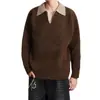 Popular Transfronteiriço Tamanho Europeu Plus Size Falso Duas Peças Gola Polo Decote V Suéter de Malha Masculino Estilo Old Money Atacado de Fábrica