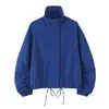 Fabricante transfronterizo de ropa para mujer al por mayor 2026 otoño nuevo chaqueta casual holgada de manga larga con cuello alto decorada con botones