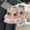 Novo Estilo Chapéu de Tricô de Pelo de Coelho Natural para Mulheres, Outono e Inverno, Chapéu de Leão Plush Quente Estilo Chinês Fofo, Artesanal Puro, Faz o Rosto Parecer Menor