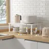 Estante de cocina de encimera escalonado blanco estante de almacenamiento de escritorio partición de gabinete de almacenamiento plato para condimentos estante para ollas