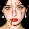 Pegatinas de Tatuaje de Halloween Estilo Antiguo Zorro Demonio Curitas Araña Puntadas Cicatrices Maquillaje Falso Pegatinas Faciales Coloridas Impermeables Duraderas