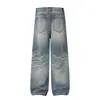 Yidao Vintage 2026 Primavera Calle Alta Americana Retro Lavado Desgastado Holgado Casual Pantalones Largos de Mezclilla Pantalones Rectos para Hombre