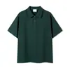 Nueva Camisa Polo de Verano 240g 65% Algodón Cómodo Algodón Piqué Doble Botón Diseño Creativo Botón de Contraste Manga Corta