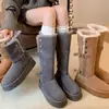 Botas de nieve para mujer de caña alta, forradas de polar y engrosadas, nuevo estilo de invierno 2026, con suela gruesa, cálidas, de media pantorrilla, zapatos de algodón