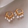 Pendientes con hebilla de oreja de alta calidad, elegantes y sencillos con borlas de nubes y perlas de Corea del Sur, novedad de 2022, exquisitos y a la moda, de súper hada.