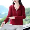 Jaqueta de Primavera para Mães de Meia-Idade e Idosas 2026 Novo Estilo Cardigan com Capuz Suéter Estiloso Top de Primavera e Outono para Mulheres de Meia-Idade