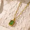 Collar de diamantes de colores cuadrados de estilo coreano con luz de lujo para mujer, cadena de clavícula de acero de titanio con personalidad popular y temperamento, venta al por mayor, combina con todo