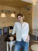 Cardigan de Punto Azul con Cuello Redondo y Hebilla Metálica Estilo Tweed para Mujer Otoño e Invierno Estilo Perezoso Suéter Suave Tipo Cera Chaqueta Top Holgado