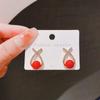 Pendientes de plata S925 con forma de cruz de diamante y perla, estilo coreano, sencillos, pequeños y elegantes, que combinan con todo, al por mayor