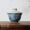 (Oferta especial) Tetera de Estilo Antiguo Tianqing Ru Kiln con Esmalte Craquelado y Tapa de Tres Piezas, Taza Maestra de Cerámica Azul y Blanca Taza de Degustación