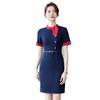 Vestido elegante de cuello alto y manga corta para mujer, estilo coreano, para primavera y verano, nuevo uniforme de azafata de recepción del departamento de ventas, ropa de trabajo