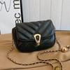 Bolso Negro Estilo Chanel Nueva Llegada Primavera Cadena Rómbica Bolso Cuadrado Pequeño Nicho Textura de Alta Gama Bolso de Hombro Cruzado para Mujer