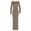 (Nuevo) Nuevo Vestido Bodycon Ajustado Puro y Sexy Estilo Kardashian con Escote Cuadrado y Mangas Largas para Mujer