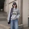 Moletom Cinza Pesado Gola Redonda Feminino 2026 Novo Estilo Quente Petite Primavera Outono Inverno Com Pelúcia Engrossado Estilo Preguiçoso Top