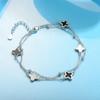 Pulsera de Plata S925 Trébol de Cuatro Hojas Cinco Flores Doble Capa para Mujer Moda Pulsera de Malaquita de Gama Alta Regalo de Tanabata para Novia