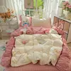 Conjunto de Lençol e Lençol com Elástico Jacquard de Algodão Bufante Estilo Ins com Renda Tridimensional Laço - Bolinhas Princesa - Novo 2026