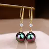 Pendientes de Perla Incrustados con Diamantes de Venta Caliente Transfronterizos, Largos, Suaves, Hermosos, Pendientes Estilo Celebridad de Internet, Ganchos para Orejas de Marca de Moda Versátiles y Modernos