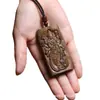 Collar con Colgante de Madera de Agarwood Tallada a Mano de Mil Brazos de Guanyin para la Paz Adorno Colgante Artesanal Amuleto de Buda Accesorio Colgante