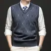 Novo colete de tricô masculino para outono e inverno para vendas transfronteiriças, jaqueta colete cardigã de tricô quente e slim fit para homens