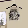 Traje de Trabajo para Niñas Verano Nuevo Tallas Mediana y Grande Estampado de Cómics Camisola Shorts de Mezclilla Conjunto de Dos Piezas para Niñas