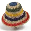 Sombrero de Paja Tejida Arcoíris de Ala Ancha para Mujer, Sombrero de Sol para Exteriores de Verano, Sombrero de Pescador Hueco para la Playa